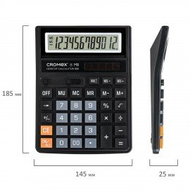 Калькулятор настольный CROMEX 888 (185x145 мм), 12 разрядов, ЧЕРНЫЙ, 271728