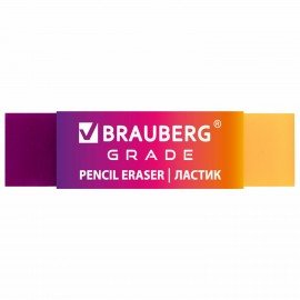 Ластик BRAUBERG GRADE, 60х15х10мм, картонный держатель, цвет ассорти, 271997