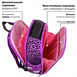 Ранец BRAUBERG FIT, 2 отделения, "Leopard", велюровое покрытие, 38х27х14 см, 272025