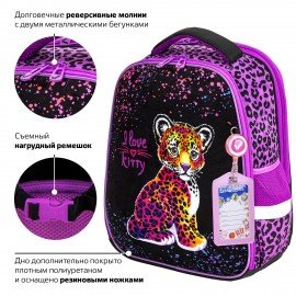 Ранец BRAUBERG FIT, 2 отделения, "Leopard", велюровое покрытие, 38х27х14 см, 272025