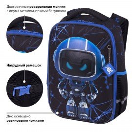 Ранец BRAUBERG LIGHT, 1 отделение, с брелоком, "Evil robot", 3D-панель, 36х26х13 см, 272028