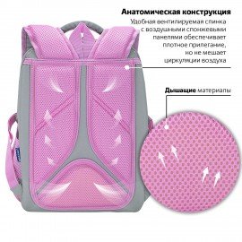 Ранец BRAUBERG LIGHT, 1 отделение, с брелоком, "Cat patches", плюшевые нашивки, 36х26х13 см, 272030