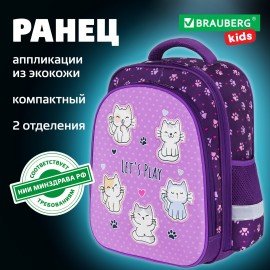 Ранец BRAUBERG KIDS STANDARD, 2 отделения, "Playing kittens", 36х28х14 см, 272038