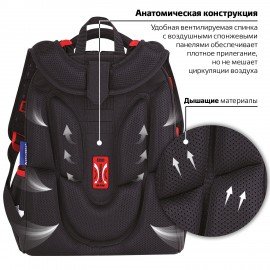 Ранец BRAUBERG LUMINOUS, 2 отделения, с брелоком, "Danger", СВЕТЯЩИЙСЯ РИСУНОК, 38х29х16 см, 272069