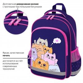 Рюкзак ПИФАГОР SCHOOL, 1 отделение, 3 кармана, "Cat greetings", 38x28х14 см, 272087