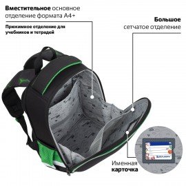 Ранец BRAUBERG KIDS START, 1 отделение, 2 кармана, "Green ball", 35х26х13 см, 272092