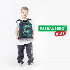 Ранец BRAUBERG KIDS START, 1 отделение, 2 кармана, "Green ball", 35х26х13 см, 272092