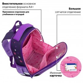 Ранец BRAUBERG KIDS START, 1 отделение, 2 кармана, "Sweet cheeks", велюровая панель, 35х26х13см, 272093