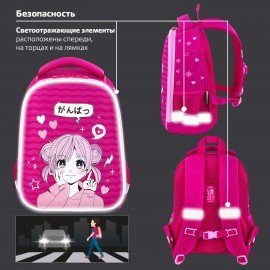 Ранец BRAUBERG KIDS START, 1 отделение, 2 кармана, "Anime style", 35х26х13 см, 272094