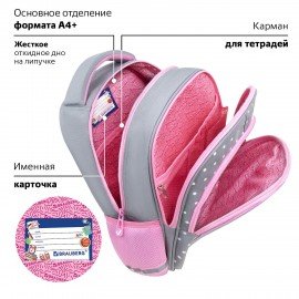 Рюкзак BRAUBERG OPTIMA, 2 отделения, с брелоком, "Curious bunny", 36х27х18 см, 272098