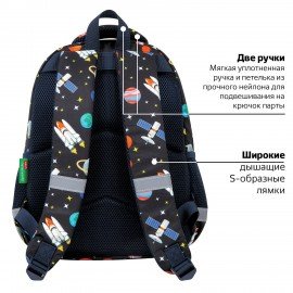 Рюкзак BRAUBERG KIDS SET, с пеналом в комплекте, 2 отделения, "Space infinity", 37x28x16 см, 272099