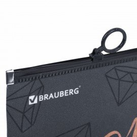 Папка для тетрадей BRAUBERG А4, 1 отделение, пластик, на zip-lock молнии, Diamonds, 272104