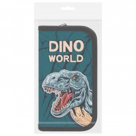 Пенал ПИФАГОР, 2 отделения, ламинированный картон, 19х11 см, Dino world, 272249