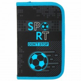 Пенал ЮНЛАНДИЯ, 1 отделение, картон с эффектом soft-touch, 19х11 см, "Sport game", 272262