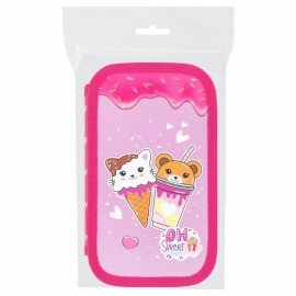 Пенал ЮНЛАНДИЯ, 2 отделения, картон с эффектом soft-touch, 19х11 см, "Candy friends", 272263