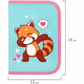 Пенал ПИФАГОР, 1 отделение, полиэстер, 19х13 см, "Red panda", 272283