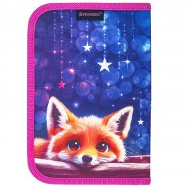 Пенал BRAUBERG, 1 отделение, 2 откидные планки, полиэстер, 21х14 см, Cute fox, 272318