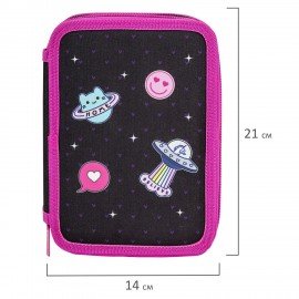 Пенал BRAUBERG, 3 отделения, полиэстер, 21х14 см, Space sweets, 272332