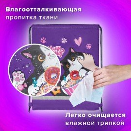 Мешок для обуви BRAUBERG KIDS, светоотражающая полоса, 46х36 см, "Sweet cheeks", 272390