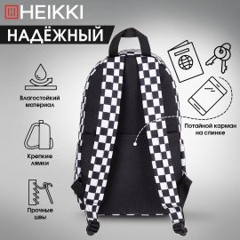 Рюкзак HEIKKI POSITIVE (ХЕЙКИ) универсальный, карман-антивор, Black and White, 42х28х14 см, 272543