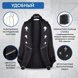 Рюкзак BRAUBERG CONCEPT универсальный, 2 отделения, светоотр. принт, Stranger, 45х30х18 см, 272581