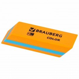 Ластик BRAUBERG "Color", 55х15х13 мм, прямоугольный, скошенный, яркие цвета ассорти, 272671