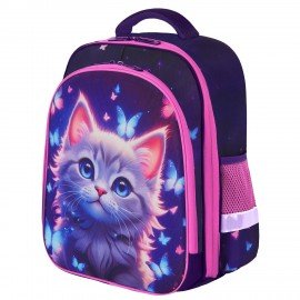 Ранец BRAUBERG KIDS STANDARD, 2 отделения, Curious cat, 36х28х14 см, 273145