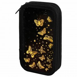 Пенал ЮНЛАНДИЯ, 2 отделения, ламинированный картон, конгрев, 19х11 см, Golden, 273495