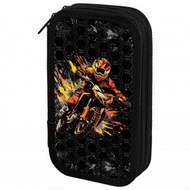 Пенал ЮНЛАНДИЯ, 2 отделения, ламинированный картон, конгрев, 19х11 см, Fire moto, 273496