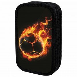 Пенал ЮНЛАНДИЯ, 3 отделения, картон с эффектом soft-touch, 19х11 см, Fire ball, 273501