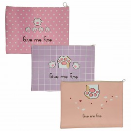 Папка для тетрадей ПИФАГОР А4, 1 отделение, ПВХ, на молнии, ассорти Pawesome, 32x23 см, 273829