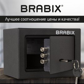 Сейф мебельный BRABIX "SF-140KL", 140х195х140 мм, ключевой замок, черный, 291140, S103BR210114