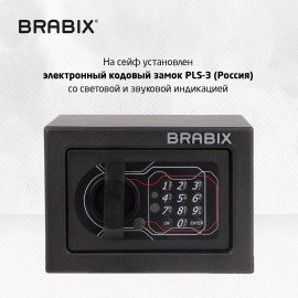 Сейф мебельный BRABIX "SF-140EL", 140х195х140 мм, электронный замок, черный, 291141, S103BR210214