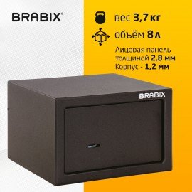 Сейф мебельный BRABIX "SF-170KL", 170х260х230 мм, ключевой замок, черный, 291142, S103BR210514