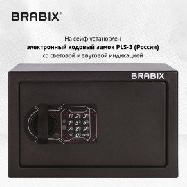 Сейф мебельный BRABIX "SF-200EL", 200х310х200 мм, электронный замок, черный, 291145, S103BR211214