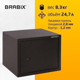 Сейф мебельный BRABIX "SF-280KL", 280х350х300 мм, ключевой замок, черный, 291148, S103BR212314