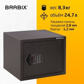 Сейф мебельный BRABIX "SF-280EL", 280х350х300 мм, электронный замок, черный, 291149, S103BR212414