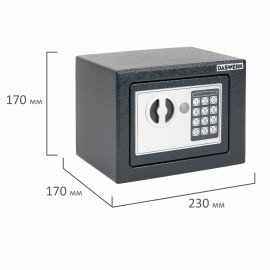 Сейф мебельный DASWERK SC-170EL (в170*ш230*г170мм), электронный замок, графит, 291338