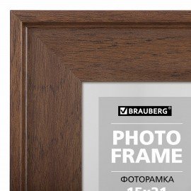 Рамка 15х21 см небьющаяся, багет 40 мм пластик, BRAUBERG "Walnut", цвет орех, 391264