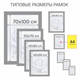 Рамка 21*30см небьющаяся, КОМПЛЕКТ 3шт, багет 14мм дерево, BRAUBERG Elegant, белая, 391355