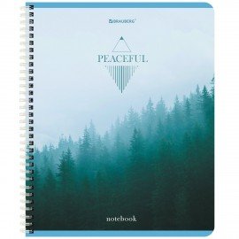 Тетрадь А5 96 л. BRAUBERG, гребень, клетка, обложка картон, "Безмятежность" (микс в спайке), 404423