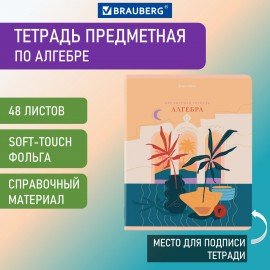 Тетрадь предметная "ELEGANCE" 48 л., SoftTouch, фольга, АЛГЕБРА, клетка, BRAUBERG, 404544