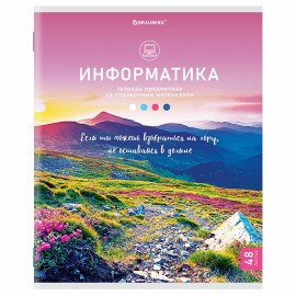 Тетрадь предметная "КЛАССИКА NATURE" 48 л., обложка картон, ИНФОРМАТИКА, клетка, BRAUBERG, 404586