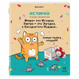 Тетради предметные, КОМПЛЕКТ 12 ПРЕДМЕТОВ, "КОТ-ЭНТУЗИАСТ", 48 л., TWIN-лак, BRAUBERG, 404609