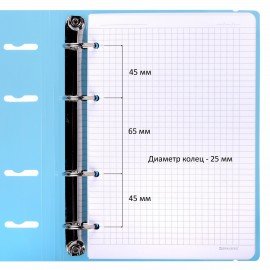 Тетрадь на кольцах А5 175х220 мм, 120 л., пластик, с резинкой, BRAUBERG, Синий, 404617