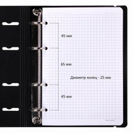 Тетрадь на кольцах А5 175х220 мм, 120 л., пластик, с резинкой, BRAUBERG, Черный, 404618