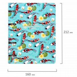 Тетрадь на кольцах А5 160х212мм, 120л, картон, выборочный лак, клетка, BRAUBERG, Карпы, 404730