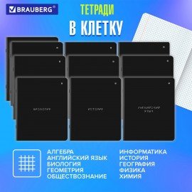 Тетради предметные, КОМПЛЕКТ 12 ПРЕДМЕТОВ, "MINIMAL", 48 л., матовая ламинация, BRAUBERG, 404831