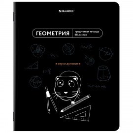 Тетрадь предметная МЕМЫ 48л, TWIN лак, ГЕОМЕТРИЯ, клетка, подсказ, BRAUBERG, 405101