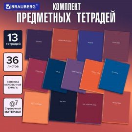 Тетради предметные, КОМПЛЕКТ 13 ПРЕДМЕТОВ, 36л, обложка мелованная бумага, BRAUBERG, КОЛОР, 405161